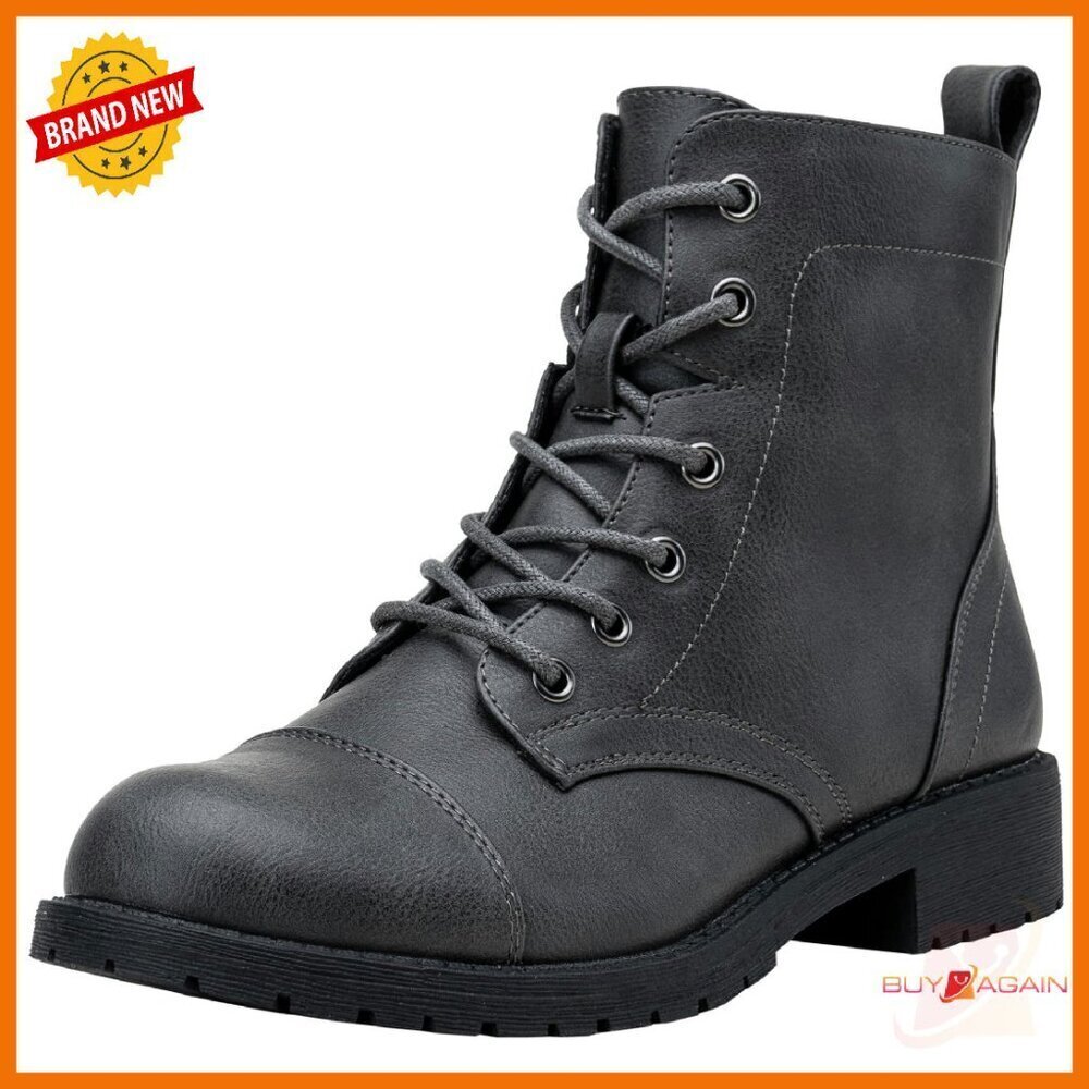 Women's Ankle Boots Lace Up Combat Booties Low Heel Fashion